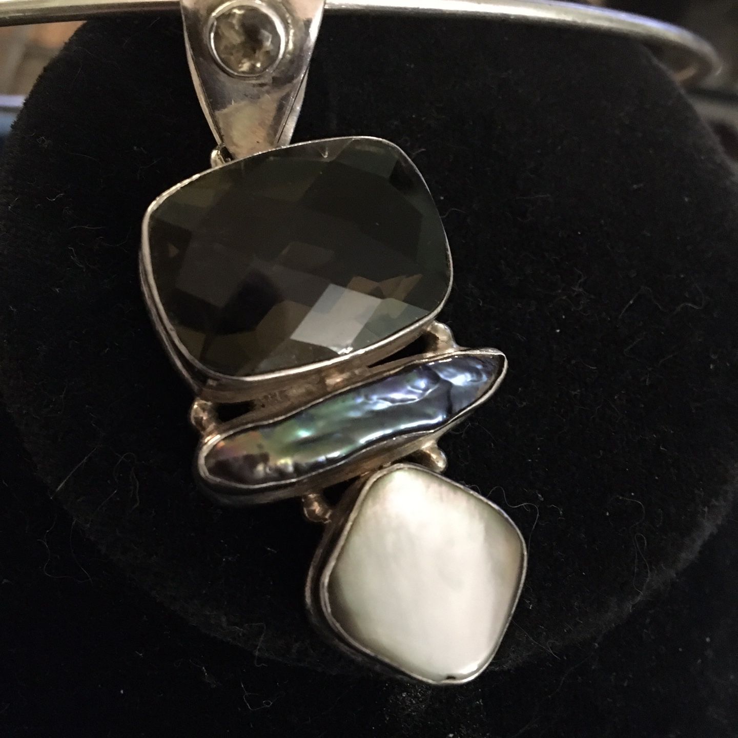 Huge 925 Multi Gemstone Pendant Necklace