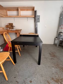 Black IKEA Dining Table with Leaf Extension
