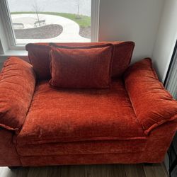 49.5” W Oversized Premium Chenille Armchair And A Half With Accent Pillow & Removable Cushions