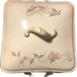 Vintage Parisian Granite Covered Dish - Ceramic Transfer Ware Serving Dish -
