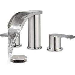 gotonovo Waterfall 8 inch Widespread Bathroom Faucet Set Bathroom Sink Faucet 3 Hole 2 Handle Vanity Lavatory Deck Mount with Pop Up Drain and Water S