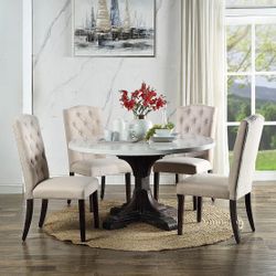 5 PCS Geraldina Collection Marble top Dining table set Now On Sale 1679.00 Free Delivery 🚚