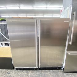 Electrolux Stainless Steel Upright Fridge And Freezer Set 64”