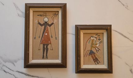 ESTATE SALE 4 Piece Vintage Native American Navajo Sandpaintings Art Lot