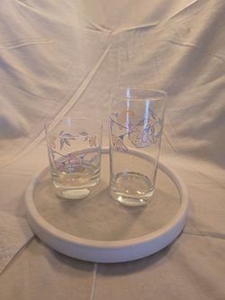 Vintage Corelle "Pink Trio" Glassware Set - 8 Pieces