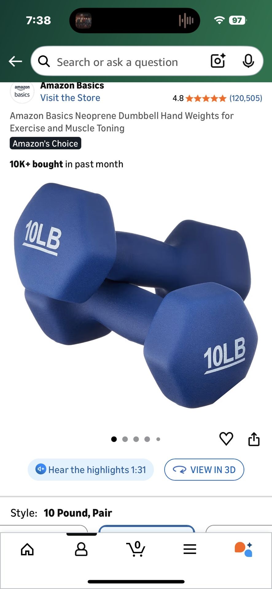 NEW IN BOX Set Of Two (2) 10 lb Weights