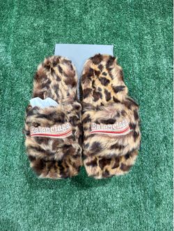Balenciaga fur slides