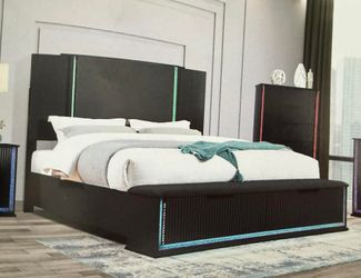 Queen Bed Frame Only LED/Storage 