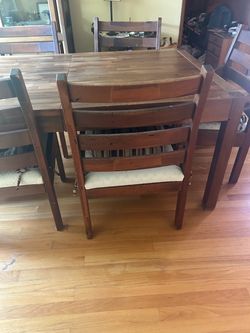 Walnut China Hutch and Table