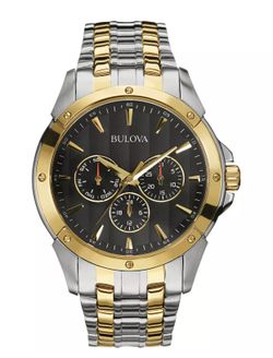 Bulova Classic Men's 98C120 Quartz Black Dial Two-Tone Bracelet 43mm Watch BULOVA AUTHORIZED FACTORY REFURBISHED WITH WARRANTY