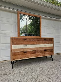 Midtown Loft dresser with mirror Mid-Century Modern Industrial style