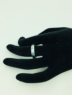 Designer Silver STER Silver Crushed Turquoise Ring 7.25