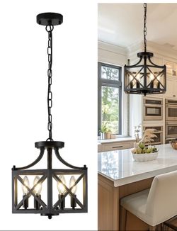 New!✨ Farmhouse 6 light black metal cage pendant light. Retails for $86