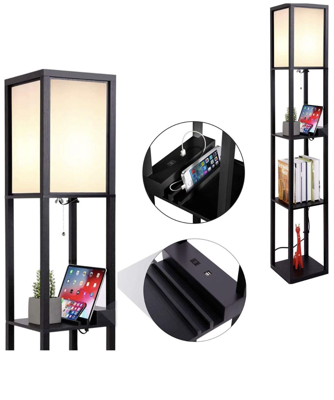 Floor Lamp with Shelves, Modern LED Floor Lamps for Living Room (BRAND NEW NOT OPENED)