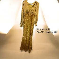 New Gold Sequin Formal Dress- Size: XS