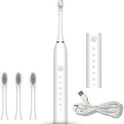 Electric Toothbrush Rechargeable With 4 Replacement Brush Heads, brand new