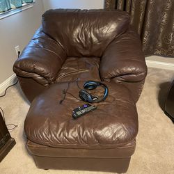 Leather Chair & Ottoman 