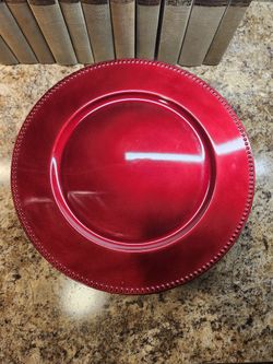 14 Red Beaded Charger Plates
