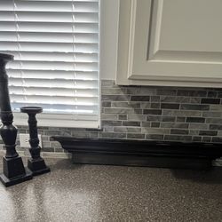 Candle Holders And Shelf Rustic Black 