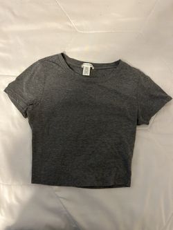 Grey Short Sleeve Crop Top 