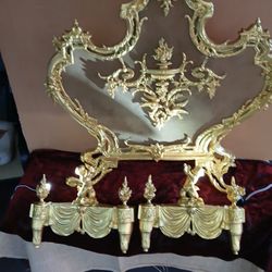 1910 French Fireplace With End Irons