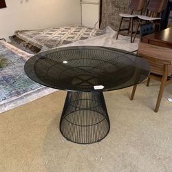 Smoked Glass & Metal Wire Round Dining Table