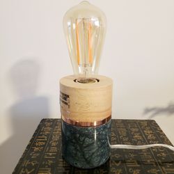 Intertek Hextra Globe Lamp Brass Marble Cylinder Base Desk/Table Light HX-T199