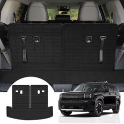 Trunk Mat & Backrest Mat for 2024 & 2025 Hyundai Santa Fe Cargo Mat Liner All Weather TPE Protector Back Seat Cover 3rd Row for 2024 & 2025 Hyundai