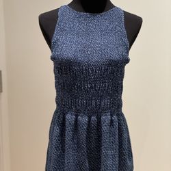 MICHAEL KORS Fitted Navy Blue 2ply Mesh Womens Size XSmall Shirt Top