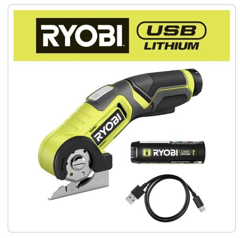 RYOBI USB Lithium Power Cutter Kit with 2.0 Ah USB Lithium Battery and Charging Cable