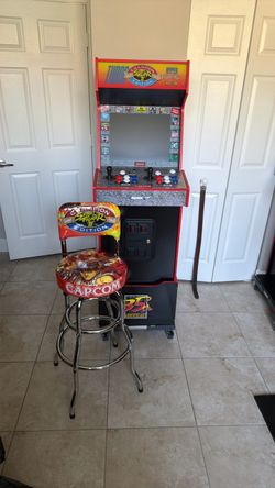 Arcade1Up Street Fighter II Turbo 35th Anniversary Cabinet with Stool