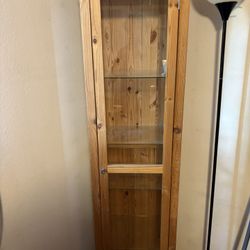 Display Case Wood Glass Shelves 