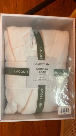 Lacoste Fairplay Unisex Hooded Cotton Robe – White – S/M – New in Box