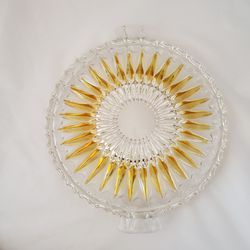 Cake Plate Heavy Glass Starburst Gold