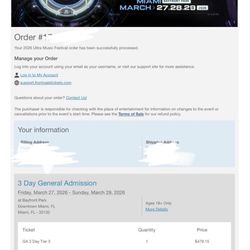 Ultra Music Festival GA Weekend Ticket 
