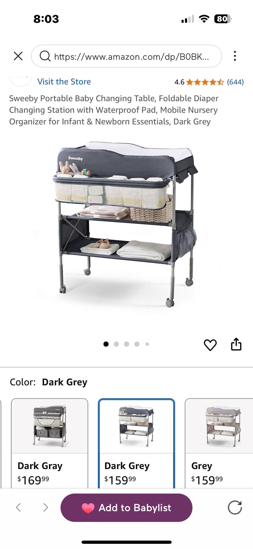 Portable Baby Changing Table, Foldable Diaper Changing Station with Waterproof Pad, Mobile Nursery Organizer for Infant & Newborn Essentials, D