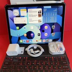 Apple IPad Air 4th Generation (10.9” Liquid Retina/ 2020 Model) 64GB with keyboard case, stylus pen & Accessories (256gb $499)