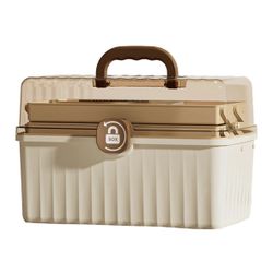 Plastic Organiser with 3 Folding Trays Portable Tool Organiser Box with Lockable Containers for Art