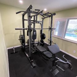 Vesta Fitness Smith Machine 1001 w/Bench Attachment | 230lb Bumpers Olympic Weights | 7ft Olympic Bar | Fitness | Gym Equipment | FREE DELIVERY 🚚 