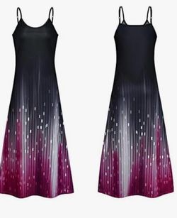 Black and Magenta Gradient Maxi Dress