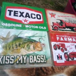 Texaco Or Farmall Tractor Metal Signs.