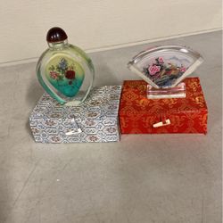 Vintage Chinese Perfume Snuff Bottles Painted Inside 
