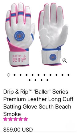 Drip & Rip Baller Series Batting Gloves South Beach Smoke Sz youth medium unisex