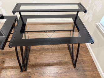 Black Metal and Glass Corner Desk Set – $30 OBO
