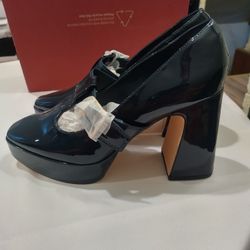 Coutgo Womens Mary Jane Heels Platform T Strap Chunky High Heel Pumps Buckle.