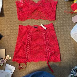 New Victorias Secret 2 Piece Red Lace Lingerie