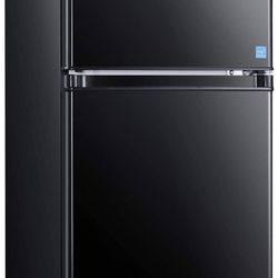 Compact Refrigerator, 3.2 Cu.Ft, 2-Door Mini Fridge with Freezer, Energy Saving, LED Inside, Low Noise, Upright Fridge suitable for Apartment, Office