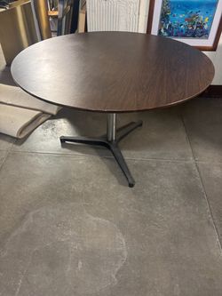Round Pedestal Dining Table Dark Wood Top