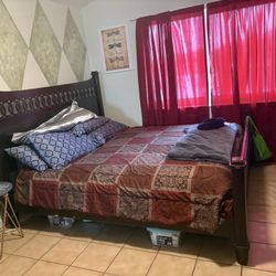 King Size Bed With Mattress And Bunkie Boards And Dresser With Mirror