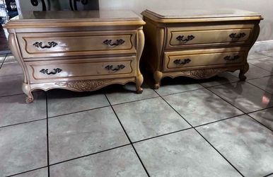 Pair Of Vintage Nightstands With Marble Top- 39”Lx20”Wx23.5”H